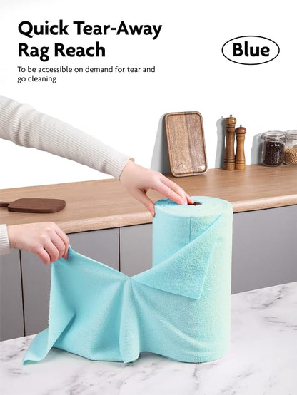 Fantasticlean Microfiber Cleaning Cloth Roll -75 Pack, Tear Away Microfiber Towels, 12" x 12", Reusable, Washable, Scratch Free, Ultra Absorbent Dishcloth for Home Supplies, Car, Pet, Kitchen (Blue)