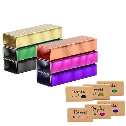 NatSumeBasics 6000 Colorful Mini Staples #10 Colored Staples for Mini Stapler Refill, No.10 Tiny Staple Smaller Than Standard Staple (6000 Assorted)