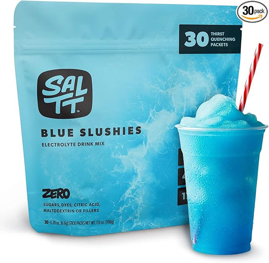 SALTT Electrolytes Powder Flavored Drink Mix - Blue Slushies - 30 Hydration Packets - Magnesium, Potassium, Sodium, Trace Minerals - Zero Sugar & Gluten Free - Travel Essentials