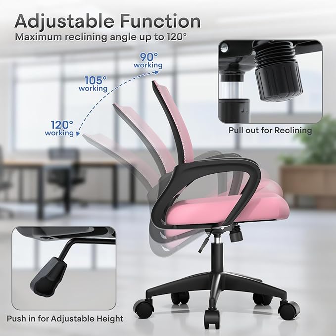 Athena Collection Office Chair - 330Lbs, 2 Packs Breathable Mesh Desk Chair Thickness Cushion with Lumbar Support & Armrest, Rolling Swivel Adjustable Tilt Lock for Home Office/Gaming, Bedroom Study
