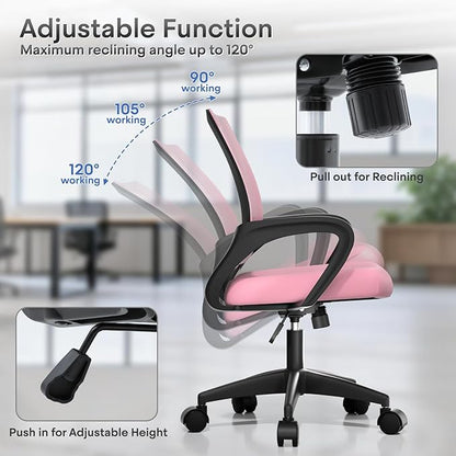 Athena Collection Office Chair - 330Lbs, 2 Packs Breathable Mesh Desk Chair Thickness Cushion with Lumbar Support & Armrest, Rolling Swivel Adjustable Tilt Lock for Home Office/Gaming, Bedroom Study