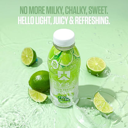 RYSE Clear Protein Drink - Key Lime Pie - 100 Calories, 22g Whey Isolate Protein Shake, Sugar-Free, 0g Fat & Lactose-Free - Refreshing Ready-to-Drink Beverage - 16.9 fl oz Bottles (12-Pack)