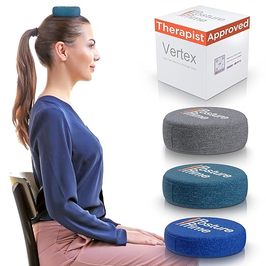 Vertex Weighted Cushion Forward Head Posture Corrector for Women Men - 3 Size Options Neck Workout Equipment Set - Head Neck Straightener Back Alignment for Home - No straps needed
