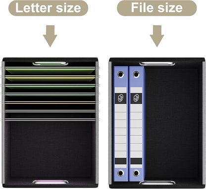 Huolewa Portable Leather File Organizer Boxes with Lids, Office Document Boxes Organizer, Filing Boxes, Decorative Small File Boxes for Hanging Files with Plastic Slide for Office/Decor/Home