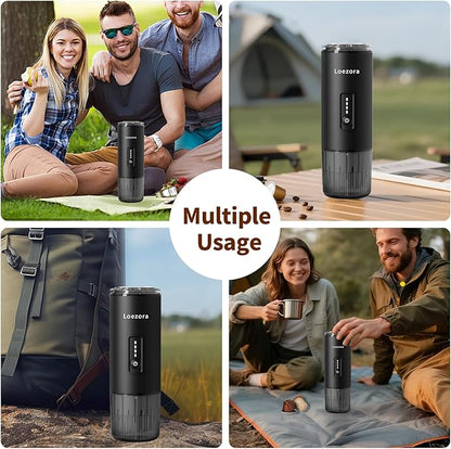 Leozora 20Bar Portable Espresso Maker, 7500mAh USB-C Rechargeable, 3-in-1 for Ground Coffee & Nespresso/DG Capsules, Stainless Steel Travel Coffee Machine for Camping, Car, Office,Black