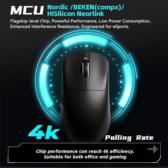 ATK VXE Dragonfly R1 Wireless Gaming Mouse, 45g, PAW3395, 26000 DPI, Tri-Mode 2.4G/Bluetooth/Wired, 4000Hz Polling Rate (R1 NearLink, White)