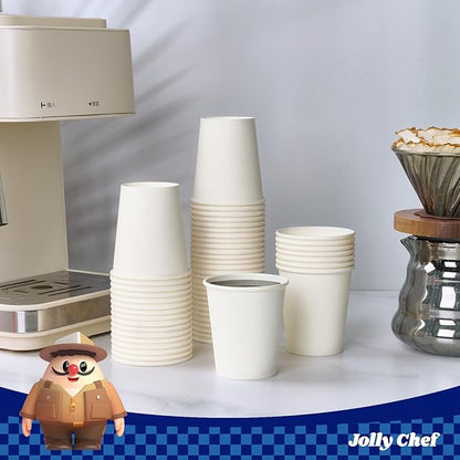 JOLLY CHEF 500 Count 5 oz Paper Cups, Disposable Bathroom Mouthwash White Drinking Cups for Home, Office, School, Store Use
