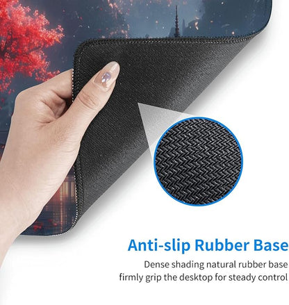 Gaming Mouse Pad Desk Pad,Extended Big Mouse Pad,31.5x11.8 Inch Long Computer Keyboard Mouse Mat Mousepad with 3mm Non-Slip Base and Stitched Edge for Gaming and Office… (Night Lake)
