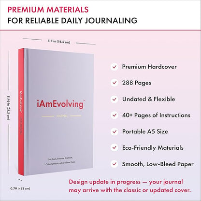 iAmEvolving Journal – Guided Gratitude & Goal Planner with Habit Tracker, Mindfulness Prompts & Daily Reflection | Undated 6-Month Self-Care & Wellness Notebook for Personal Growth (Lavender)