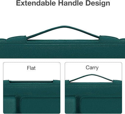 MOSISO 360 Protective Laptop Case 13.3 inch, 13-13.3 inch Laptop Sleeve Compatible with MacBook Air/Pro 13 / Pro 14, HP Dell ASUS Lenovo,Side Open Bag with 2 Raised&1 Flapover Pockets, Teal Green