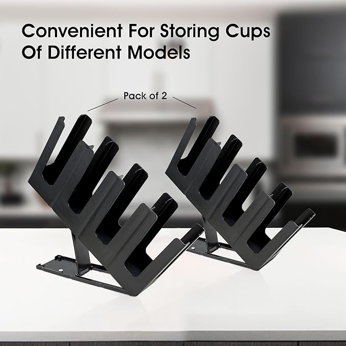 Clivia Pack of 2 Commercial Cup and Lid Holder, Coffee Cup Dispenser Organizer,Paper Cup Holder,Collapsible Design,4 Compartment Countertop Cup and Lid Organizer, Color Black