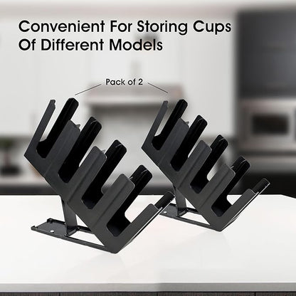 Clivia Pack of 2 Commercial Cup and Lid Holder, Coffee Cup Dispenser Organizer,Paper Cup Holder,Collapsible Design,4 Compartment Countertop Cup and Lid Organizer, Color Black