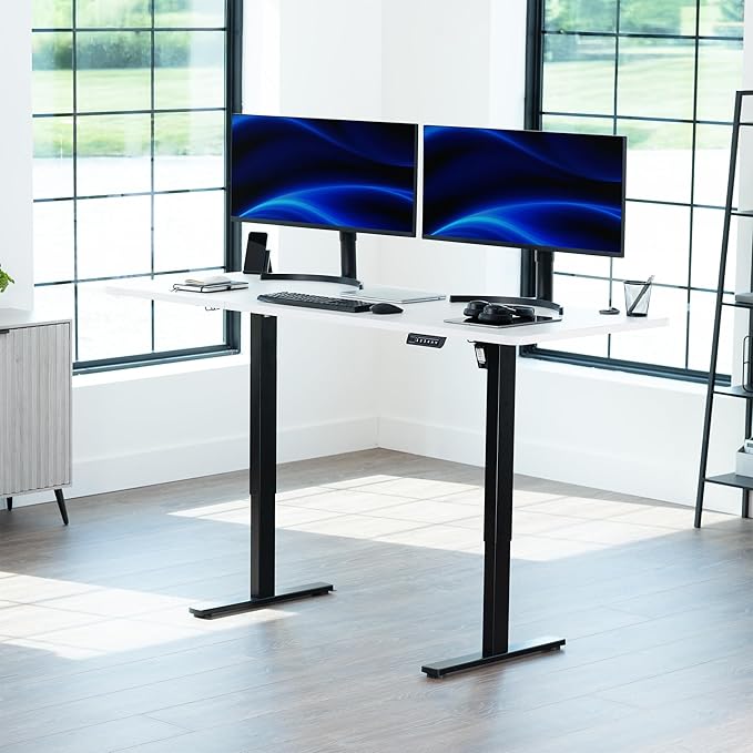 VIVO Electric 71 x 30 in Standing Desk, Memory Height Adjustment, 1B Series, White Top Black Frame, DESK-KIT-1B7W