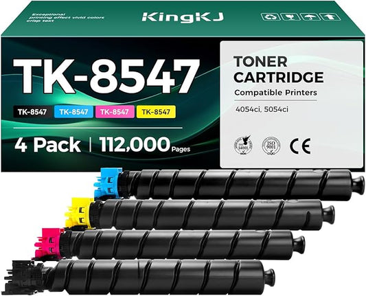 TK8547 TK-8547 Toner Cartridge 4-Pack High Yield Replacement for Kyocera TK-8547K TK-8547C TK-8547M TK-8547Y Compatible with Kyocera TASKalfa 4054ci 5054ci Printers Copy Ink Black Cyan Magenta Yellow
