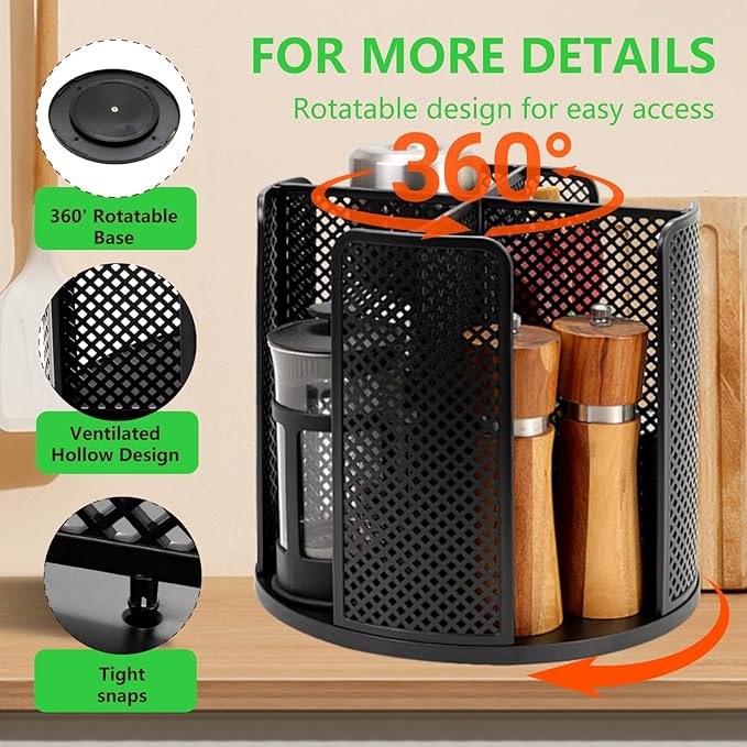 Coffee Cup Dispenser,Disposable Paper Cup and Lid Holder 360° Rotatable with 4 Compartments,Can Stacking 3-16oz Cups and Lid Holder for Coffee Shop,Home Countertop,Kitchen,Restaurant,Office