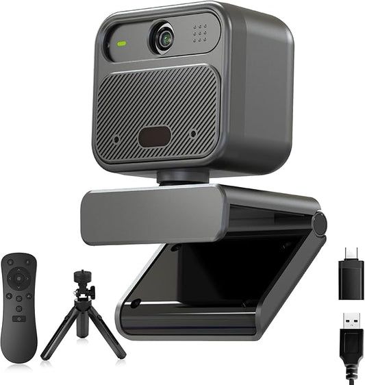 saylas 4K Webcam with 2 Microphone, 85° FOV, PC Cameras with Mirror & Flip Funtion, Remote, AutoFocus, Privacy Cover, Tripod, Great for Computer, Zoom, OBS, Teams, Laptop, Personal Video Calling