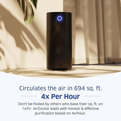 AirDoctor 4000 Air Purifier for Large Rooms | Triple filtration technology with UltraHEPA, Carbon/VOC material & Air Quality Sensor | Captures Particles 100x Smaller Than HEPA Standard (Black)