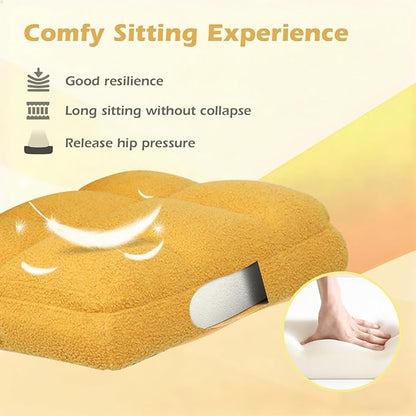 Office Chair with Wheels, Ergonomic Home Office Desk Chair with Flip-up Armrest, Adjustable Rolling Computer Chair Teddy Fleece – Gold