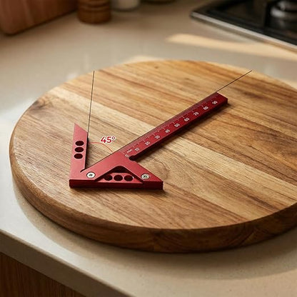 Circle Center Finder Tool Aluminum Alloy Center-Positioning Ruler High-Precision Centering Rulers Multi Angle Ruler 45/90 Degree Center Finder-Ruler Multi-Function Arrow Rulers (Red Metric)