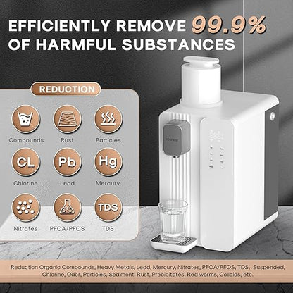 ICEPURE Countertop Reverse Osmosis Water Filter System, BPA Free, 3-Stage RO Water Filter, Pure and Clean Water 3:1, Instant-Hot, Indoor No Installation