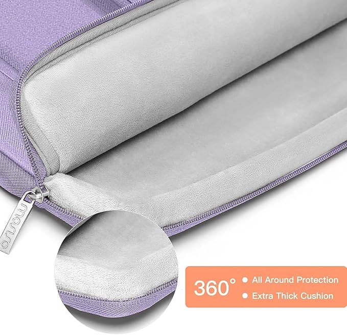 MOSISO 360 Protective Laptop Case 13.3 inch, 13-13.3 inch Laptop Sleeve Compatible with MacBook Air/Pro 13 / Pro 14, HP Dell ASUS Lenovo,Side Open Bag with 2 Raised&1 Flapover Pockets, Purple