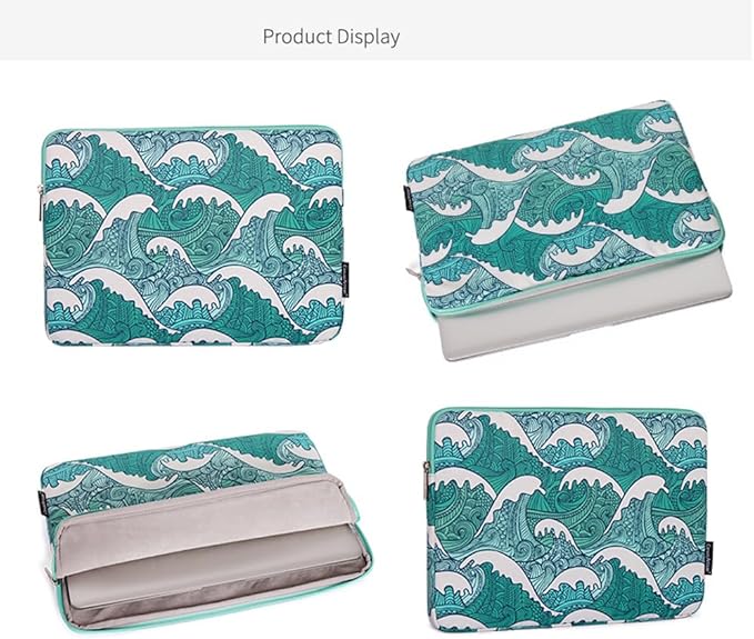 Laptop Sleeve 14 Inch,Waterproof Protective Notebook Case Briefcase Carrying Bag Compatible with MacBook,Acer,Asus, Dell,Lenovo,Microsoft,HP Laptop Cover (Wave, 14 inch)