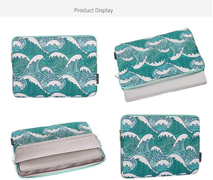 Laptop Sleeve 14 Inch,Waterproof Protective Notebook Case Briefcase Carrying Bag Compatible with MacBook,Acer,Asus, Dell,Lenovo,Microsoft,HP Laptop Cover (Wave, 14 inch)