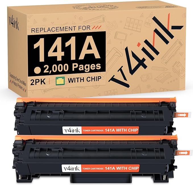 v4ink 141A W1410A Toner Cartridge High Yield 2,000 Pages Replacement for HP 141A Black Laserjet Toner Cartridge for HP Laser Jet M110w MFP M139w M140w Printer Toner (2 Pack, with chip)