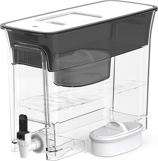 Waterdrop 35-Cup Slim Water Filter Dispenser, Large Capacity Water Filter Pitcher, 200-Gallon Long-Life, 5X Lifetime, Reduces Chlorine, PFOA/PFOS and More, BPA Free, Black (with 1 Filter)