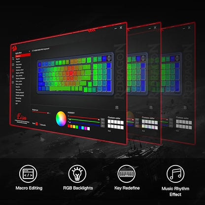 Redragon K686 PRO 98 Keys Wireless Gasket RGB Gaming Keyboard, 3-Mode PBT Mechanical Keyboard w/Hot-Swap South-Facing RGB Socket, Dedicated Knob Control & 5-Layer Noise Dampening, Gradient PBT Keycaps
