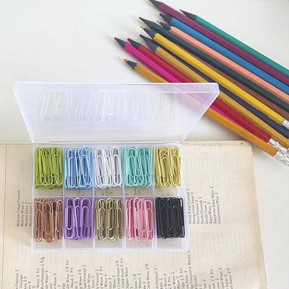 Medium Paper Clips 33 mm/1.3 Inch Size 300 Pcs PaperClips Assorted Colored for Home, School and Office Use