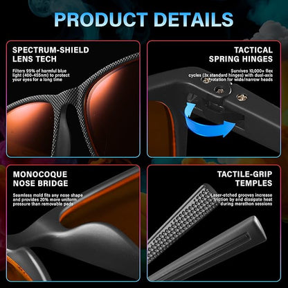 99% Blue Light Blocking Glasses Men Women Lightweight Frame Computer TV Gaming Eyeglasses Reduce Eyestrain