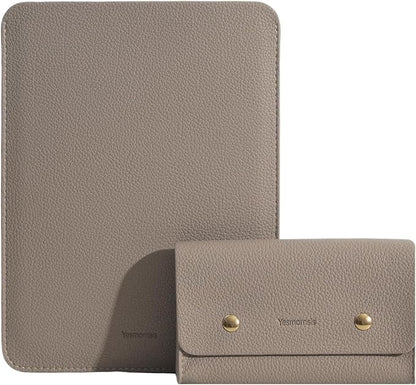 PU Leather Padded Laptop Sleeve 15.3Inch Compatible with MacBook Air 15 A3114 M3 Laptop Bag with Charger Pouch Color Camel