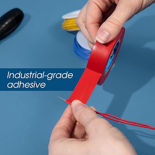SPARTAN INDUSTRIAL - 3/4" X 66' Red Vinyl Tape - 24 Rolls of Colorful Electrical Tape for Color Coding, Cable Repair, and More