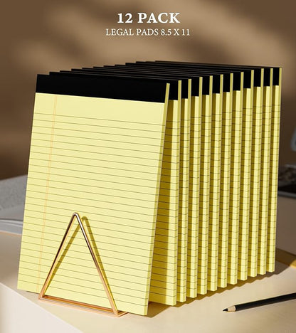 Legal Pads 8.5 x 11 Yellow Note Pads Wide Ruled, 12 Pack Yellow Notepad, 30 Sheets per Writing Pads, Micro Perforated Legal Pad 8 1/2 x 11 In, Well-Made Lined Note Pad Legal Note Pads for Notes