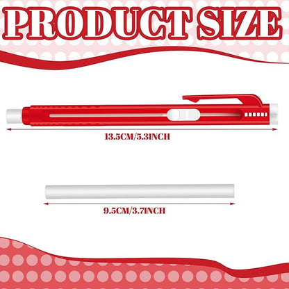 12 Pieces Retractable Mechanical Eraser Pen Bulks Retractable Mechanical Stick Eraser Refill for Teacher Gifts Painting Writing Office Daily Study (Red)