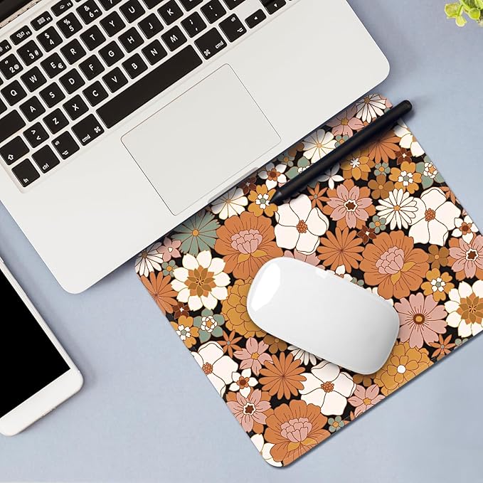 Square Mouse Pad with Stitched Edge, Premium Mousepad Washable Cloth. Computer Mouse Pad with Non-Slip Rubber Base, Mouse Pads for Computers Laptop Mouse 9.25x7.75x0.12 inch-Autumn Daisy-2 Pack