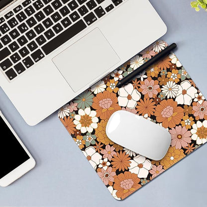 Square Mouse Pad with Stitched Edge, Premium Mousepad Washable Cloth. Computer Mouse Pad with Non-Slip Rubber Base, Mouse Pads for Computers Laptop Mouse 9.25x7.75x0.12 inch-Autumn Daisy-2 Pack