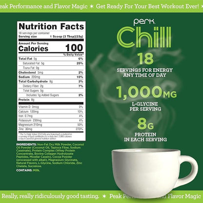 Perk Chill Mint Chocolate Flavored Drink Mix (18 Servings) - Gluten-Free, Peanut-Free