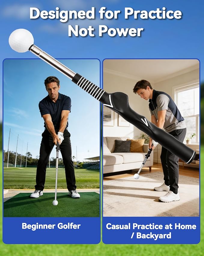 Retractable Golf Swing Training Aid with Click Sound, Right-Handed Golfs Grip Trainer for Tempo & Rhythm, Warm-Up Swing Stick for Chipping & Hitting, Portable Golf Accessories for Men