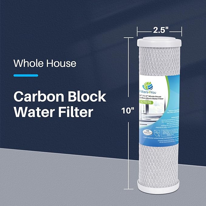 CFS – Carbon Block Water Filter Cartridges Compatible with GE GXWH04F, GXWH20F, GXWH20S & GXRM10 Models – Remove Bad Taste & Odor – Whole House Replacement Water Filter Cartridge- White (Pack Of 4)