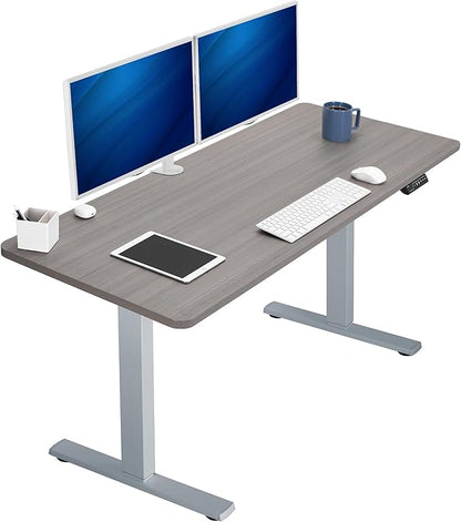 VIVO Electric 60 x 24 in Standing Desk, Memory Height Adjustment, 1B Series, One-Piece Dark Gray Top, Gray Frame, DESK-KIT-1G6G