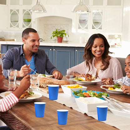 Disposable Paper Cups, 60pcs Blue Paper Cups For DIY Wedding Party Picnic BBQ Travel and Event 8oz (Blue)