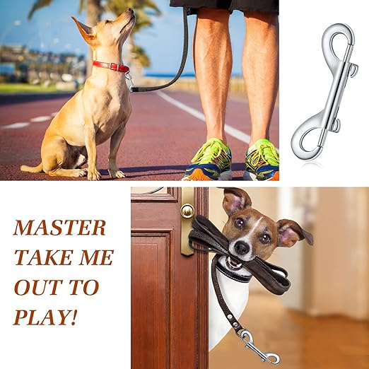 Hotop 30 Pcs 3.5 Inch Double Ended Bolt Snaps Hooks Zinc Alloy Trigger Chain Metal Clips Key Holder for Linking Key Chain Dog Leash Collar Pet Sling Feed Buckets(Silver)