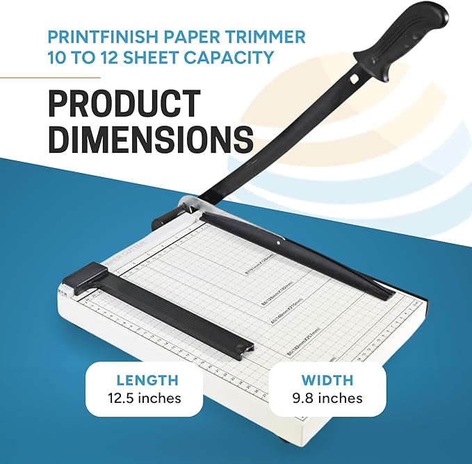 Printfinish Guillotine Paper Cutter - 12" Heavy Duty Paper Cutter with Scoring Board - Paper Slicer with Adjustable Positioning Ruler - Perfect Paper Trimmer and Cardstock Cutter for Office