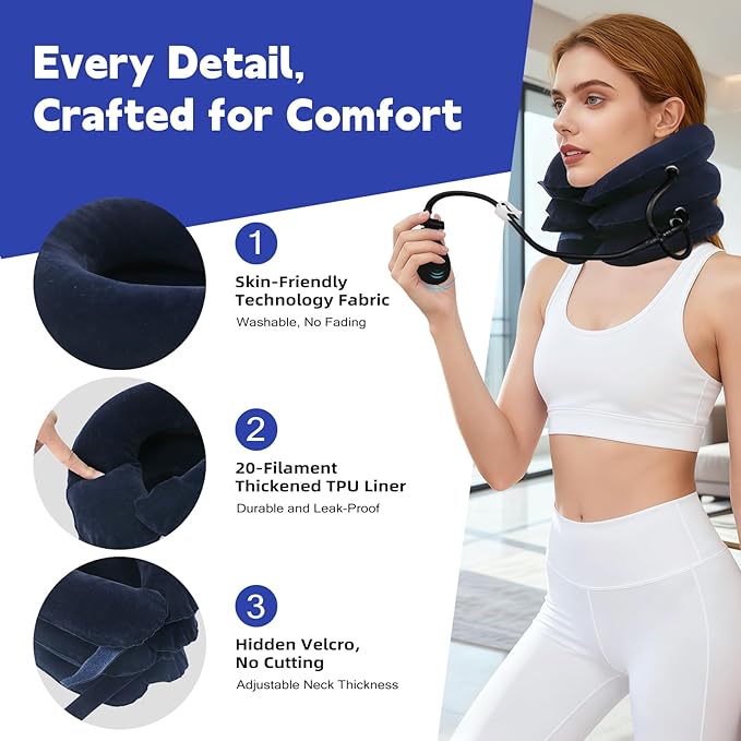 Cervical Neck Traction Device for Home Use, Inflatable Neck Stretcher for Instant Neck Pain Relief, Adjustable Neck Support Brace, Neck Decompression, Neck Extender