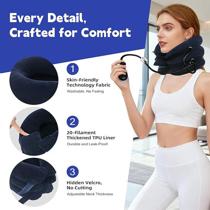 Cervical Neck Traction Device for Home Use, Inflatable Neck Stretcher for Instant Neck Pain Relief, Adjustable Neck Support Brace, Neck Decompression, Neck Extender