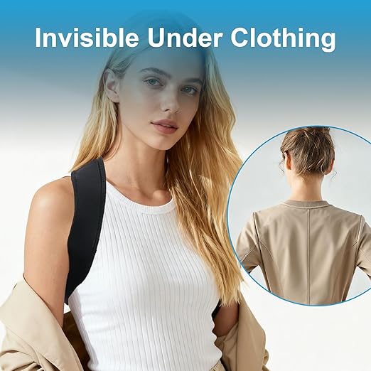 Adjustable Posture Corrector for Women & Men, Back Brace Posture Corrector and Upper Back Shoulder Brace, Back Straightener for Slouching & Neck Hump, Discreet Under Clothes, Breathable, Adjustable Size Fit