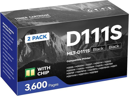 MLT-D111S Black Toner Cartridge 2-Pack High Yield Compatible for Samsung MLT-D111S 111S MLT111S D111S for Samsung Xpress M2020W M2070FW M2070W M2020 M2024W M2074FW M2070F M2022 M2026 M2070 Printer Ink