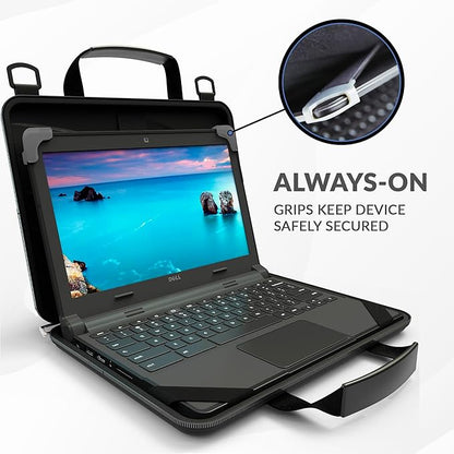UZBL 11-11.6 Inch Always-on Chromebook Protective Hard Case with Accessory Pouch and Adjustable Shoulder Stra (20 Pack)